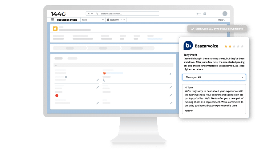 Reputation Studio Screenshot Case Creation Salesforce Service Cloud